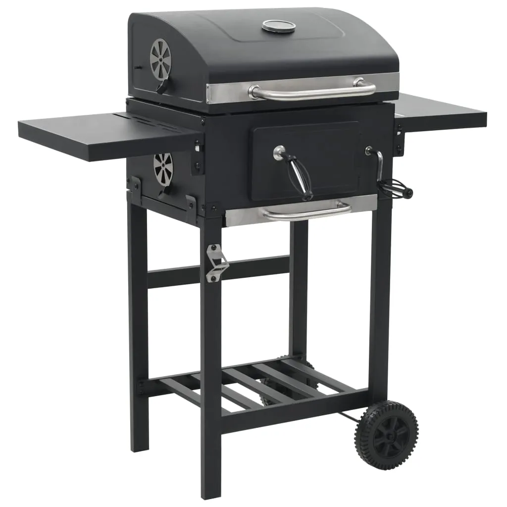 Holzkohlegrill mit Unterer Ablage Schwarz, Holzkohlegrills Modern Design DE